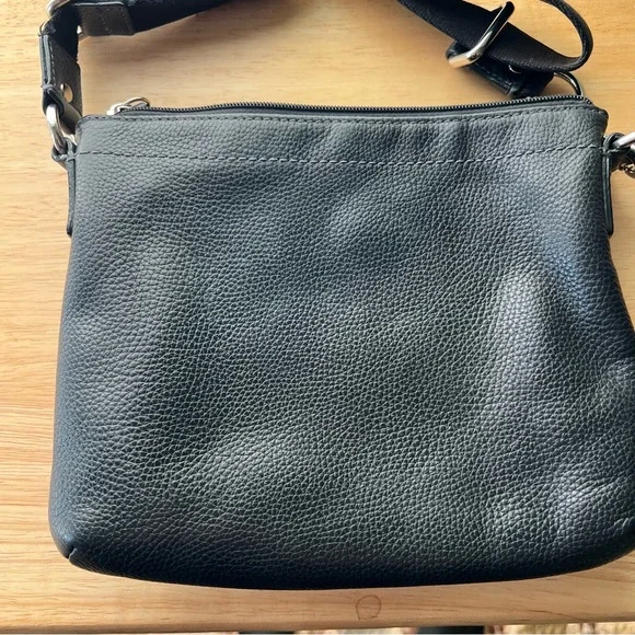 Coach Black Pebbled Leather Crossbody Bag Turnlock Pocket - Picture 4 of 10